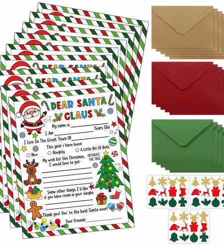 36 Sets Letter to Santa with Envelopes Stickers Coloring Xmas Crafts Kids