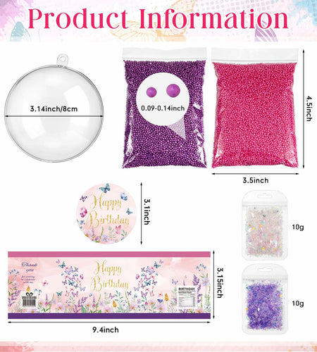 [Like New] Beeveer 12 Set 3.15in Clear Half Ball Candy Dome Shaker Butterfly Labels