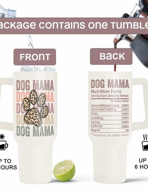 Load image into Gallery viewer, Fancyfams 40oz Stainless Steel Tumbler Dog Mama Handle Lid Straw Cream
