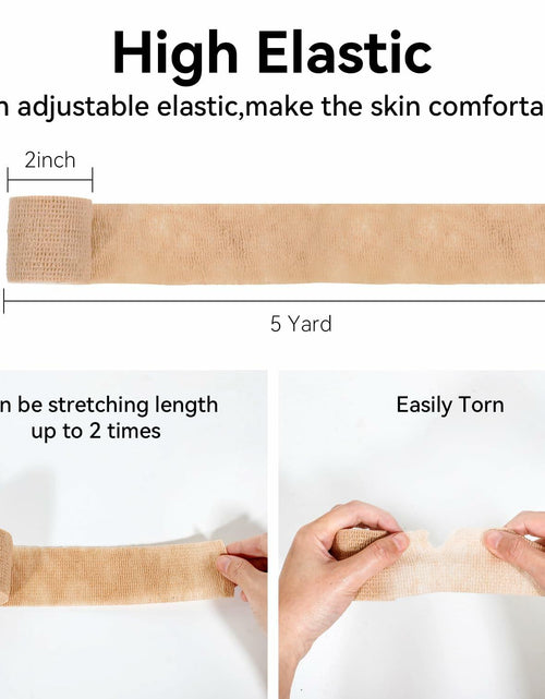 Load image into Gallery viewer, JHGIC Self Adhesive Bandage Tape Wrap 2in x 5yd 16 Rolls Beige Skin Color
