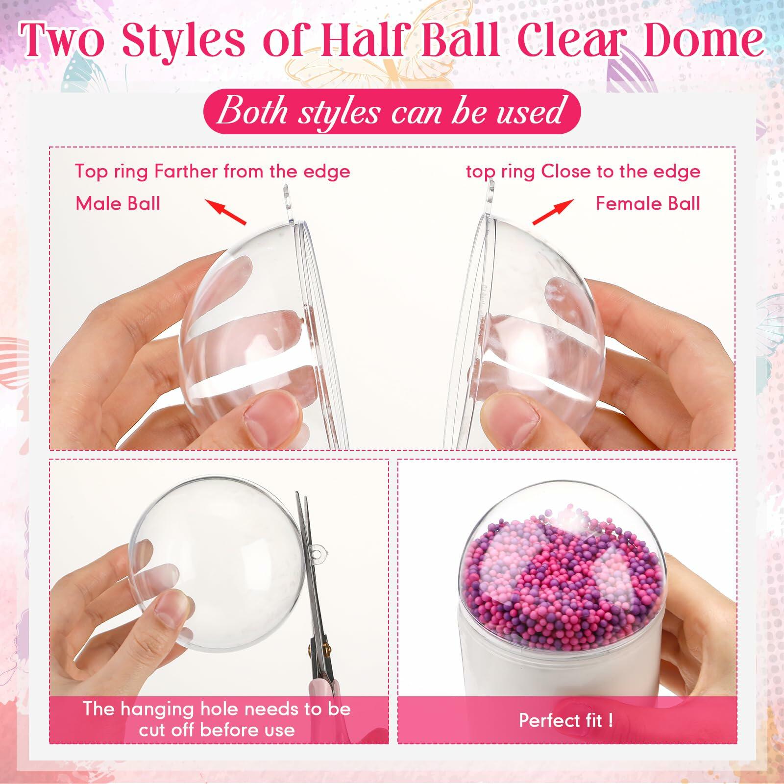 [Like New] Beeveer 12 Set 3.15in Clear Half Ball Candy Dome Shaker Butterfly Labels