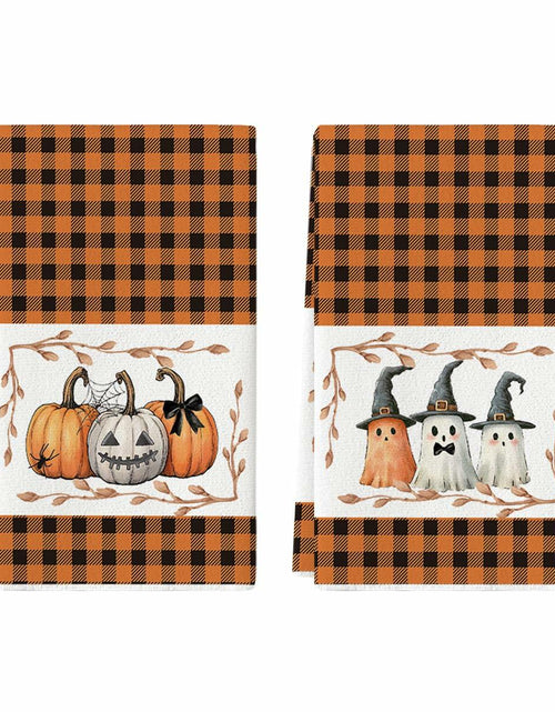 Load image into Gallery viewer, Artoid Mode Halloween Kitchen Towels 18x26 Inch Orange Black Set of 2
