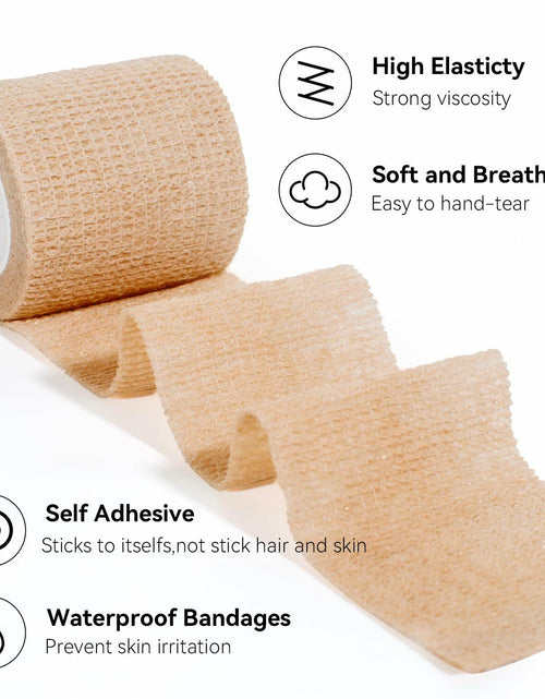 Load image into Gallery viewer, JHGIC Self Adhesive Bandage Tape Wrap 2in x 5yd 16 Rolls Beige Skin Color
