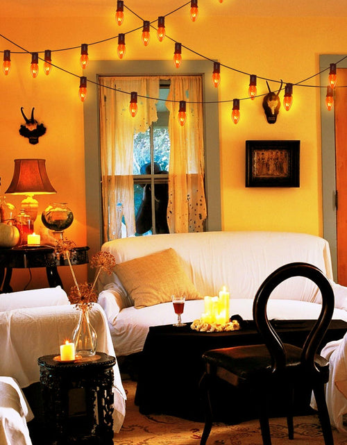 Load image into Gallery viewer, Abeja 25Ft C7 Orange String Lights 27 Bulbs Black Wire Vintage Halloween
