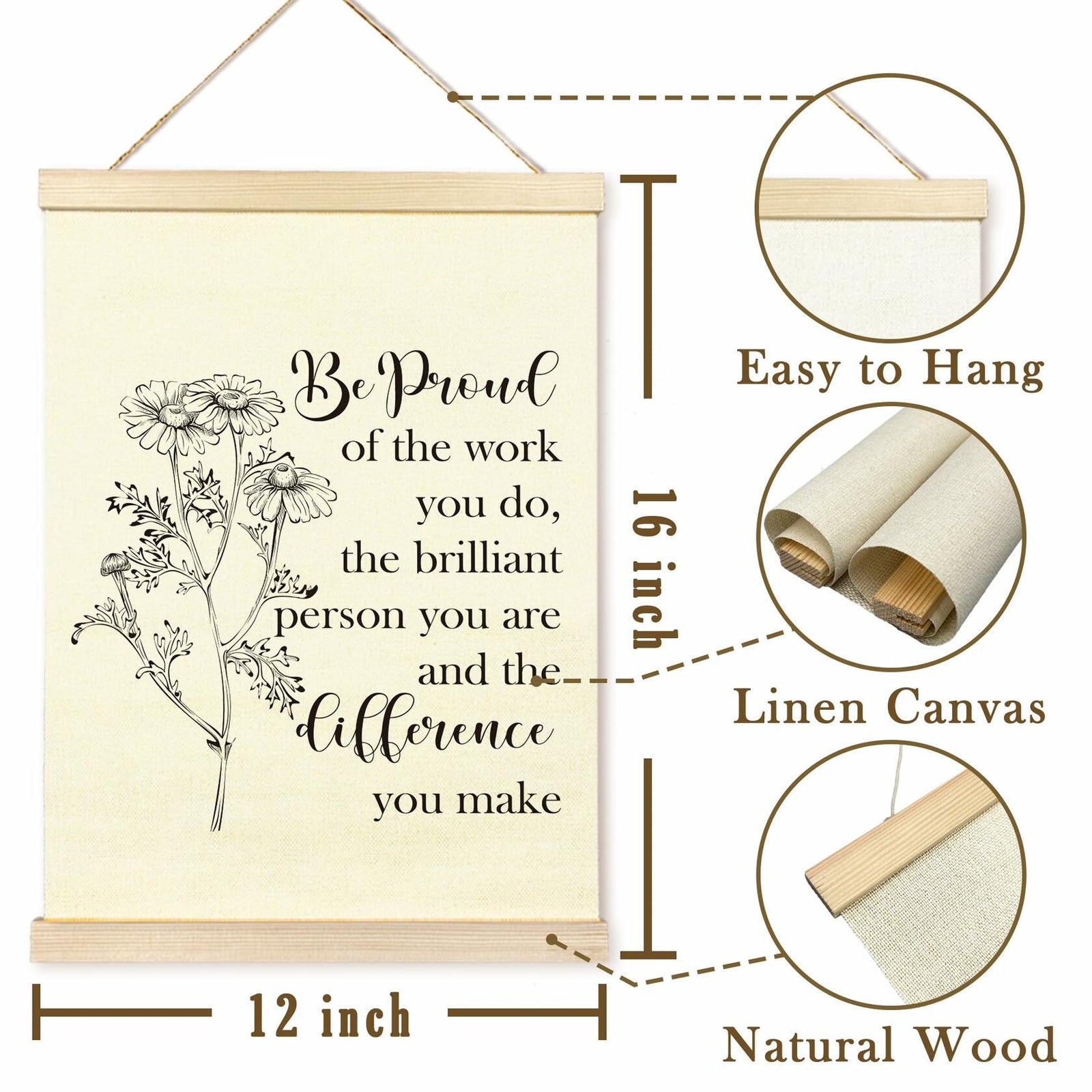 TAEDIN Mental Health Wall Art Poster Hanger Frame 12x16 White Wood