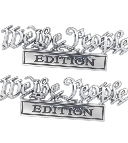 We The People 3D Fender Badge Decals Black/Red for Car Truck SUV 2 Pack