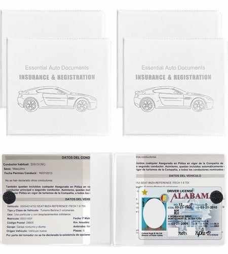 Yourkar 4PCS Car Registration Insurance Holder Organizer Magic Tape White Big
