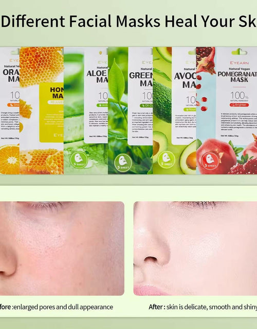 Load image into Gallery viewer, Generic Herbal Face Sheet Masks Aloe Vera Vitamin C Glycerin 1 Count Pack of 5
