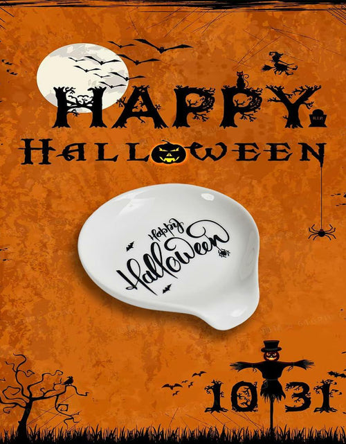 Load image into Gallery viewer, LXX1 Halloween Ceramic Spoon Rest Coffee Bar Holder White Mini Porcelain
