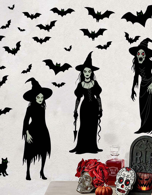Load image into Gallery viewer, Amimagen Halloween Witch Bat Wall Stickers Gothic Vinyl Large Halloween Decor
