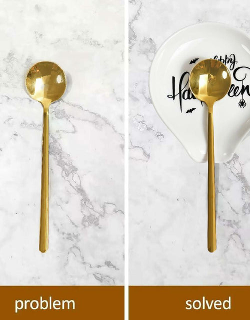 Load image into Gallery viewer, LXX1 Halloween Ceramic Spoon Rest Coffee Bar Holder White Mini Porcelain
