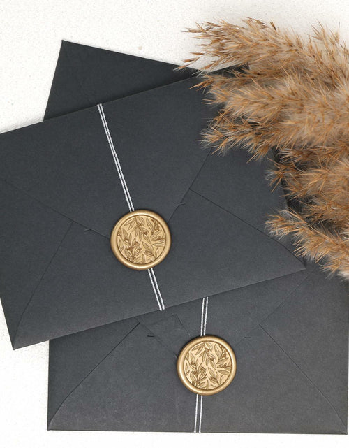 Load image into Gallery viewer, UNIQOOO 3D Leaf Wax Seal Stickers Prosecco Metallic Light Gold 50 Pcs
