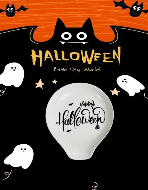 Load image into Gallery viewer, LXX1 Halloween Ceramic Spoon Rest Coffee Bar Holder White Mini Porcelain

