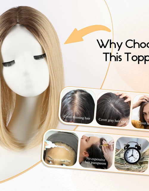 Load image into Gallery viewer, EMMOR 14in Synthetic Hair Topper with 3 Clips 5x3.5 Base Ombre Light Blonde
