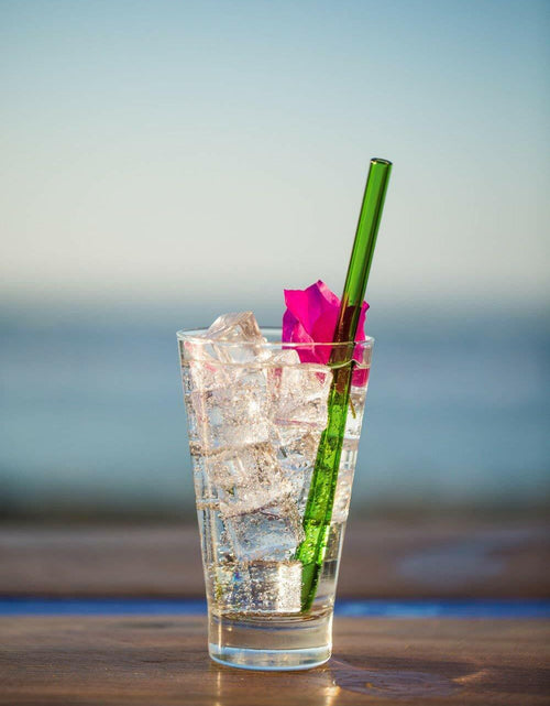 Load image into Gallery viewer, Hummingbird Glass Straws Havana Heat Straight 4 Pack 9" Multicolor
