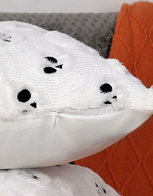 Load image into Gallery viewer, Yuubin Skull Halloween Throw Pillow Covers 18x18in Set of 2 Black Faux Fur
