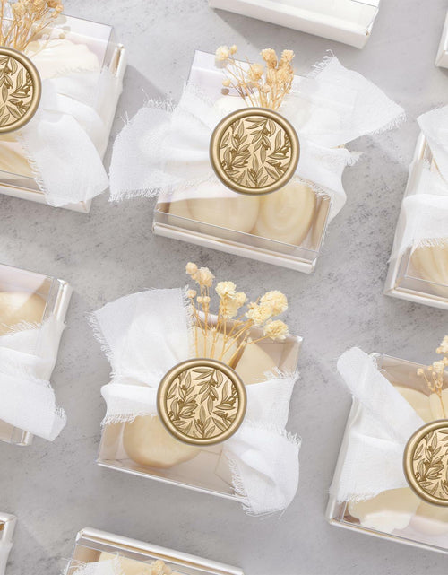 Load image into Gallery viewer, UNIQOOO 3D Leaf Wax Seal Stickers Prosecco Metallic Light Gold 50 Pcs
