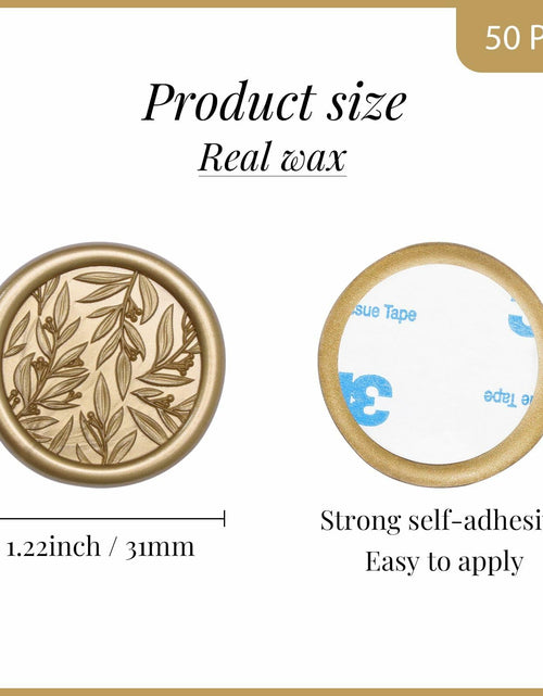 Load image into Gallery viewer, UNIQOOO 3D Leaf Wax Seal Stickers Prosecco Metallic Light Gold 50 Pcs
