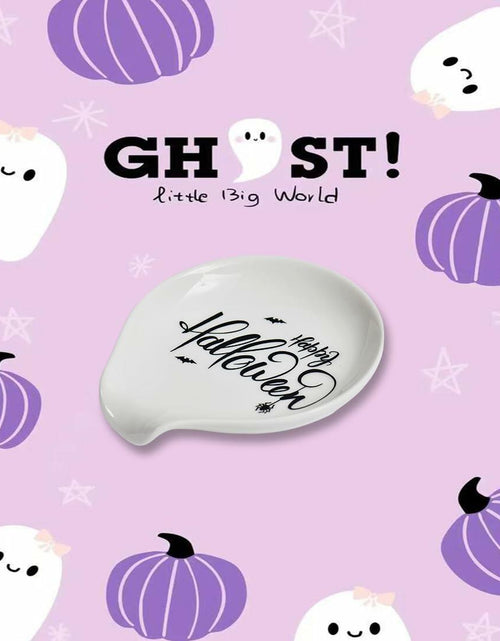 Load image into Gallery viewer, LXX1 Halloween Ceramic Spoon Rest Coffee Bar Holder White Mini Porcelain
