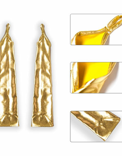 Load image into Gallery viewer, GFLPO Fashion Fingerless Metallic Satin Long Elastic Gloves Gold Elbow Length
