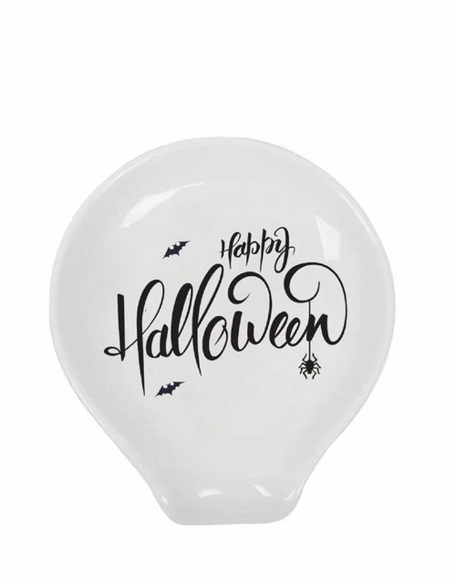 Load image into Gallery viewer, LXX1 Halloween Ceramic Spoon Rest Coffee Bar Holder White Mini Porcelain
