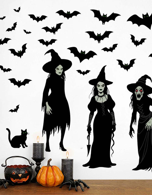 Load image into Gallery viewer, Amimagen Halloween Witch Bat Wall Stickers Gothic Vinyl Large Halloween Decor
