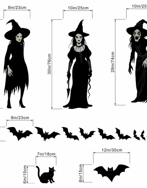 Load image into Gallery viewer, Amimagen Halloween Witch Bat Wall Stickers Gothic Vinyl Large Halloween Decor
