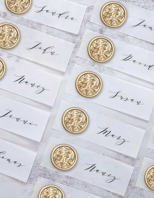Load image into Gallery viewer, UNIQOOO 3D Leaf Wax Seal Stickers Prosecco Metallic Light Gold 50 Pcs
