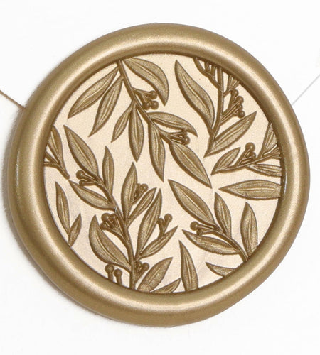 UNIQOOO 3D Leaf Wax Seal Stickers Prosecco Metallic Light Gold 50 Pcs