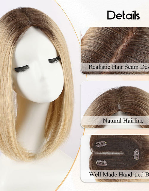 Load image into Gallery viewer, EMMOR 14in Synthetic Hair Topper with 3 Clips 5x3.5 Base Ombre Light Blonde
