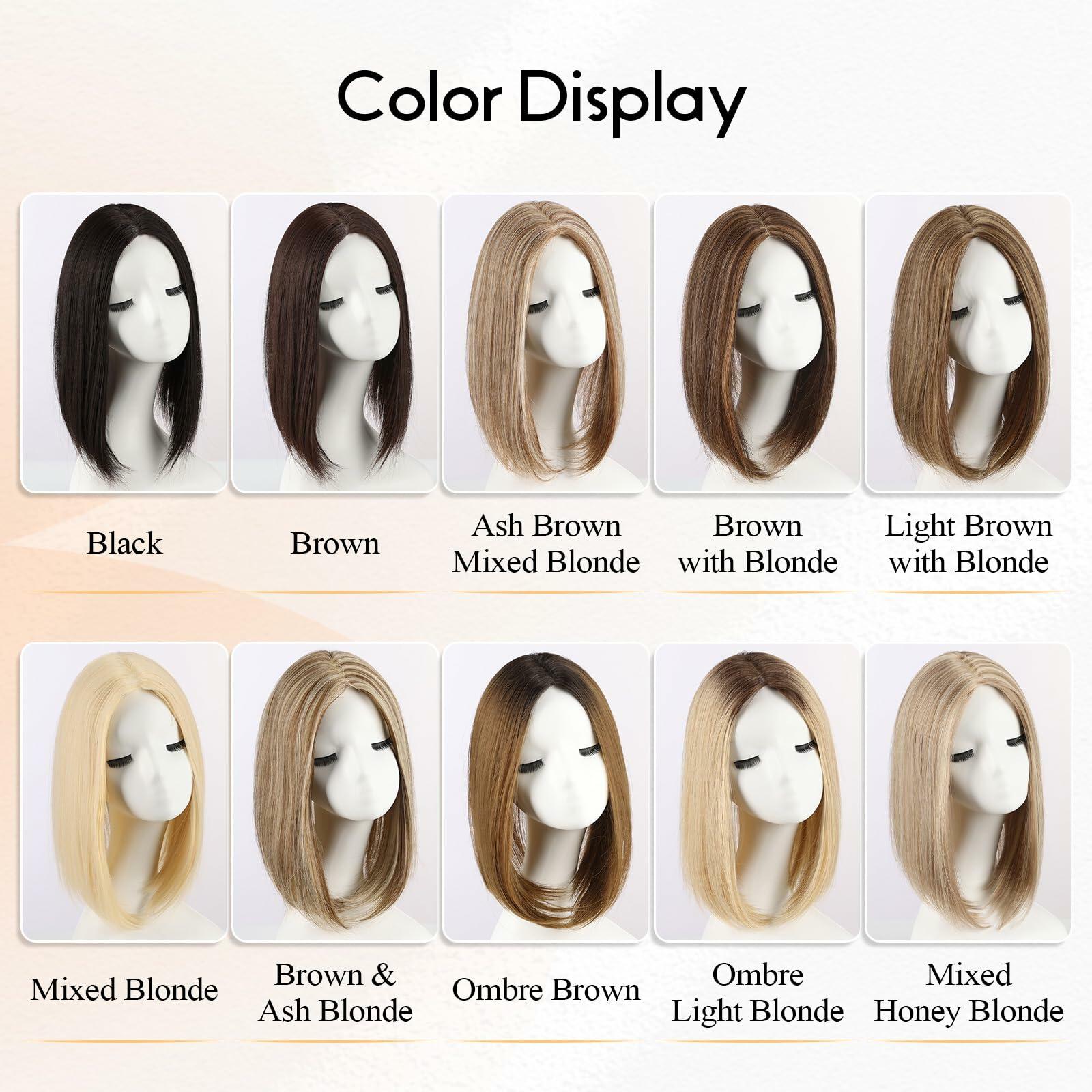 EMMOR 14in Synthetic Hair Topper with 3 Clips 5x3.5 Base Ombre Light Blonde