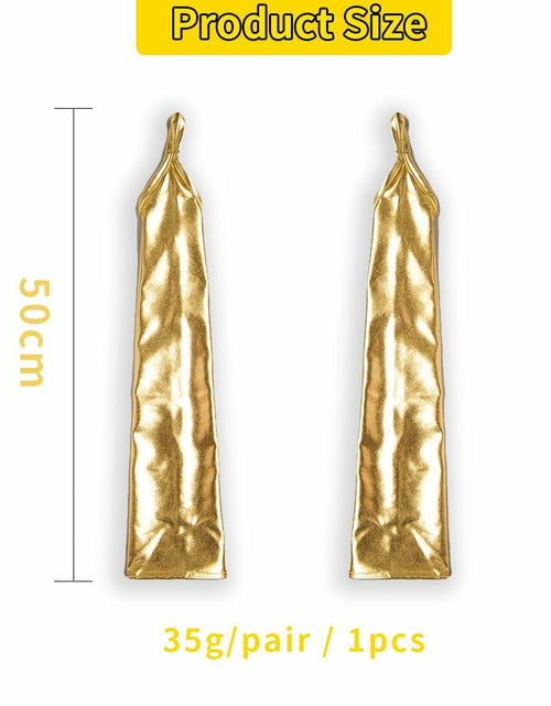 Load image into Gallery viewer, GFLPO Fashion Fingerless Metallic Satin Long Elastic Gloves Gold Elbow Length
