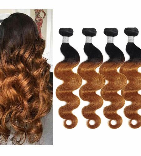 IMAYLI Body Wave 10A 4 Bundles 100% Unprocessed Ombre Brazilian Hair T1B/30