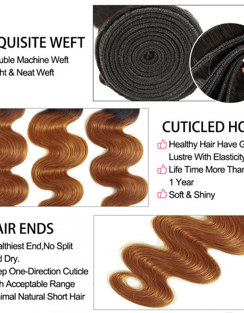 Load image into Gallery viewer, IMAYLI Body Wave 10A 4 Bundles 100% Unprocessed Ombre Brazilian Hair T1B/30
