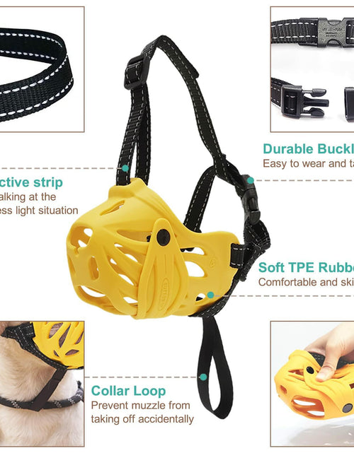 Load image into Gallery viewer, Petyouyou Dog Muzzle Basket Nylon Yellow XL Snout 10.75-12" Size XL
