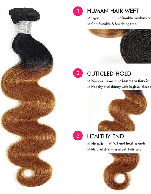 Load image into Gallery viewer, IMAYLI Body Wave 10A 4 Bundles 100% Unprocessed Ombre Brazilian Hair T1B/30
