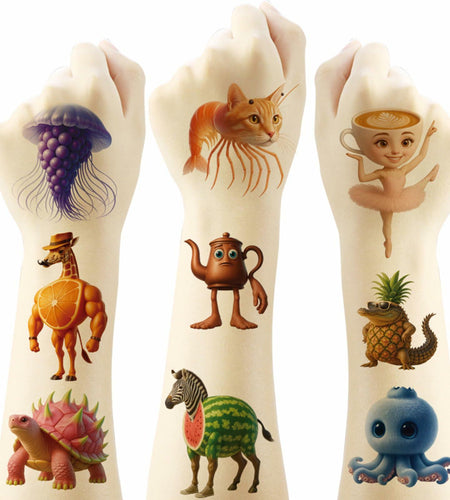 RUBANG 20pcs Temporary Tattoos Kids Birthday Party Favors Multicolor Stickers