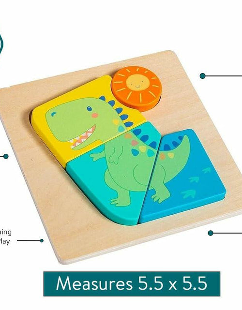 Load image into Gallery viewer, Mary Meyer LittleWood Wooden Dinosaur Puzzle 5.5x5.5 Inches Toddler Toy
