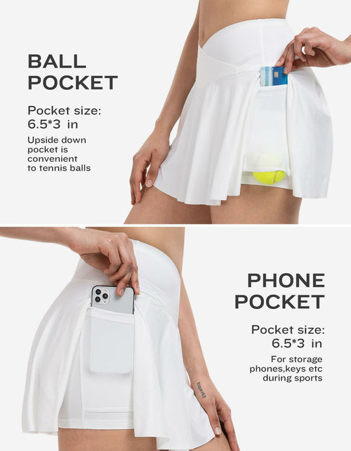 Load image into Gallery viewer, ATHVOTAR Women Tennis Skirt Pockets High Waisted Athletic Skorts White Size M
