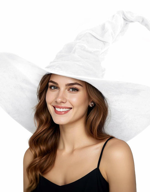 Load image into Gallery viewer, JEGERMIG Women's Masquerade Ruched Velvet Witch Hat White Size 23in
