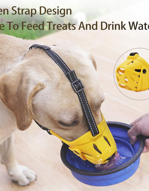 Load image into Gallery viewer, Petyouyou Dog Muzzle Basket Nylon Yellow XL Snout 10.75-12" Size XL
