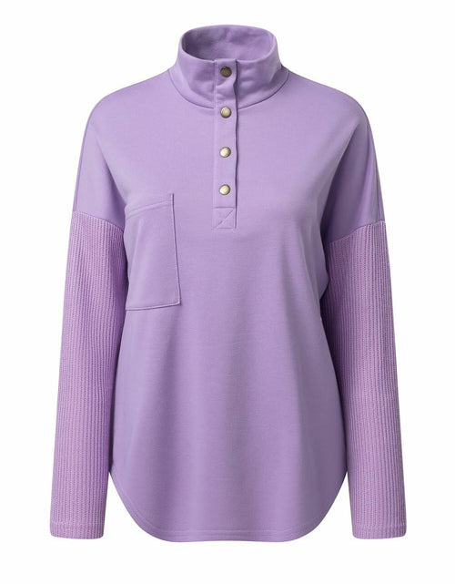 Load image into Gallery viewer, SHEWIN Women Oversized Button Up Sweatshirt Purple Size XL
