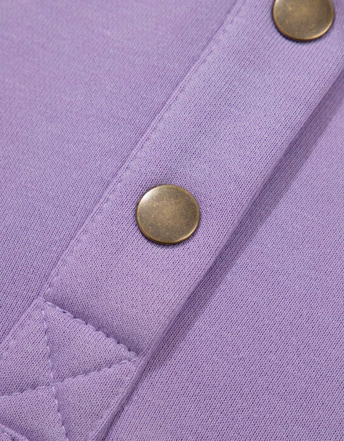 Load image into Gallery viewer, SHEWIN Women Oversized Button Up Sweatshirt Purple Size XL
