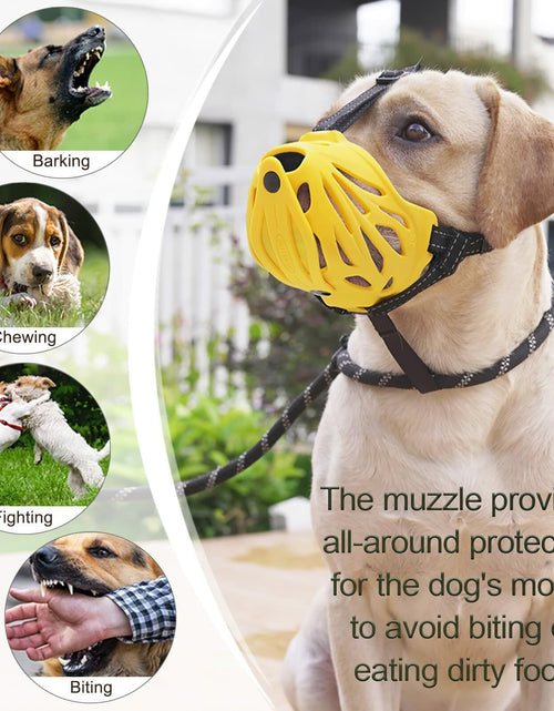 Load image into Gallery viewer, Petyouyou Dog Muzzle Basket Nylon Yellow XL Snout 10.75-12" Size XL
