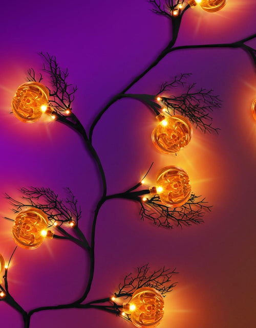 Load image into Gallery viewer, Slixune 6FT Halloween Willow Vine Twig Garland 45 LED Orange Lights
