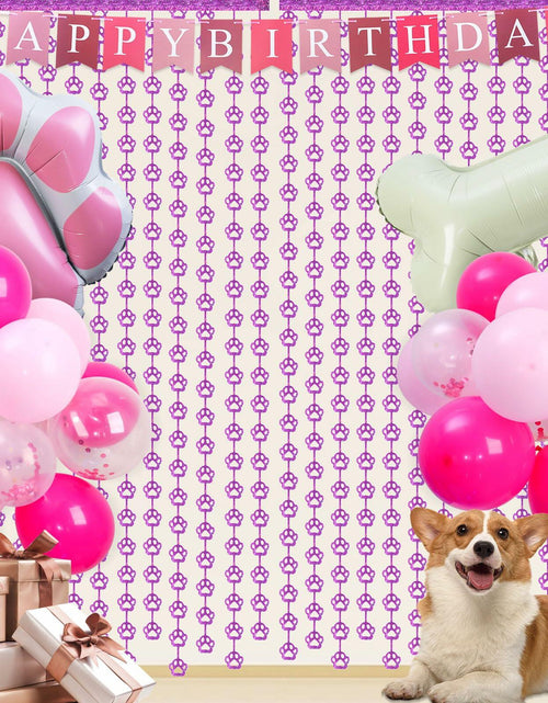 Load image into Gallery viewer, RANERVZ Pink Dog Paw Birthday Decorations Foil Curtain 3.3x6.6ft
