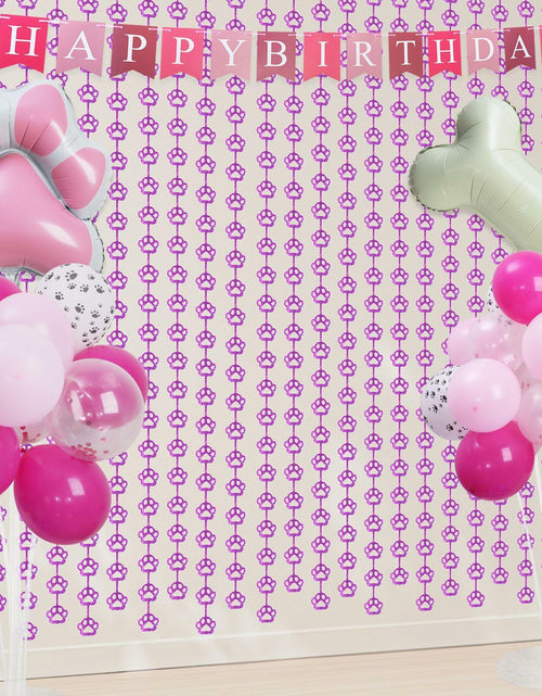 Load image into Gallery viewer, RANERVZ Pink Dog Paw Birthday Decorations Foil Curtain 3.3x6.6ft
