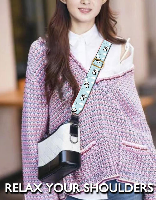 Load image into Gallery viewer, DANHRO Wide Adjustable Purse Crossbody Shoulder Strap Blue Pandas Rainbow Size L
