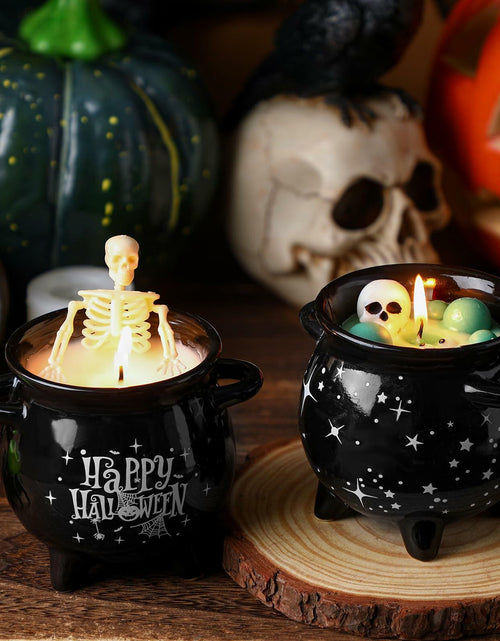 Load image into Gallery viewer, Conelist Halloween Skeleton Skull Candle Set Gothic Vintage Soybean Wax 2 Pcs
