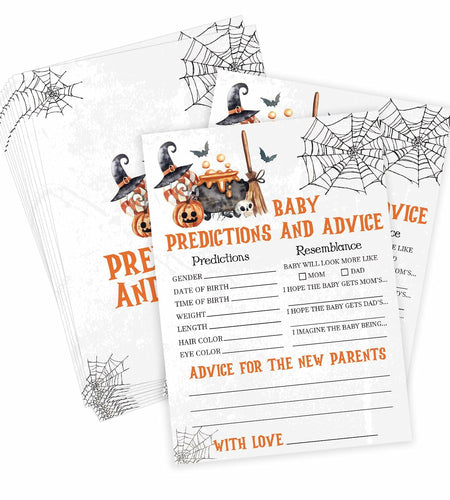 Tuyashua Halloween Baby Shower Prediction Advice Cards Set of 30 Orange Black